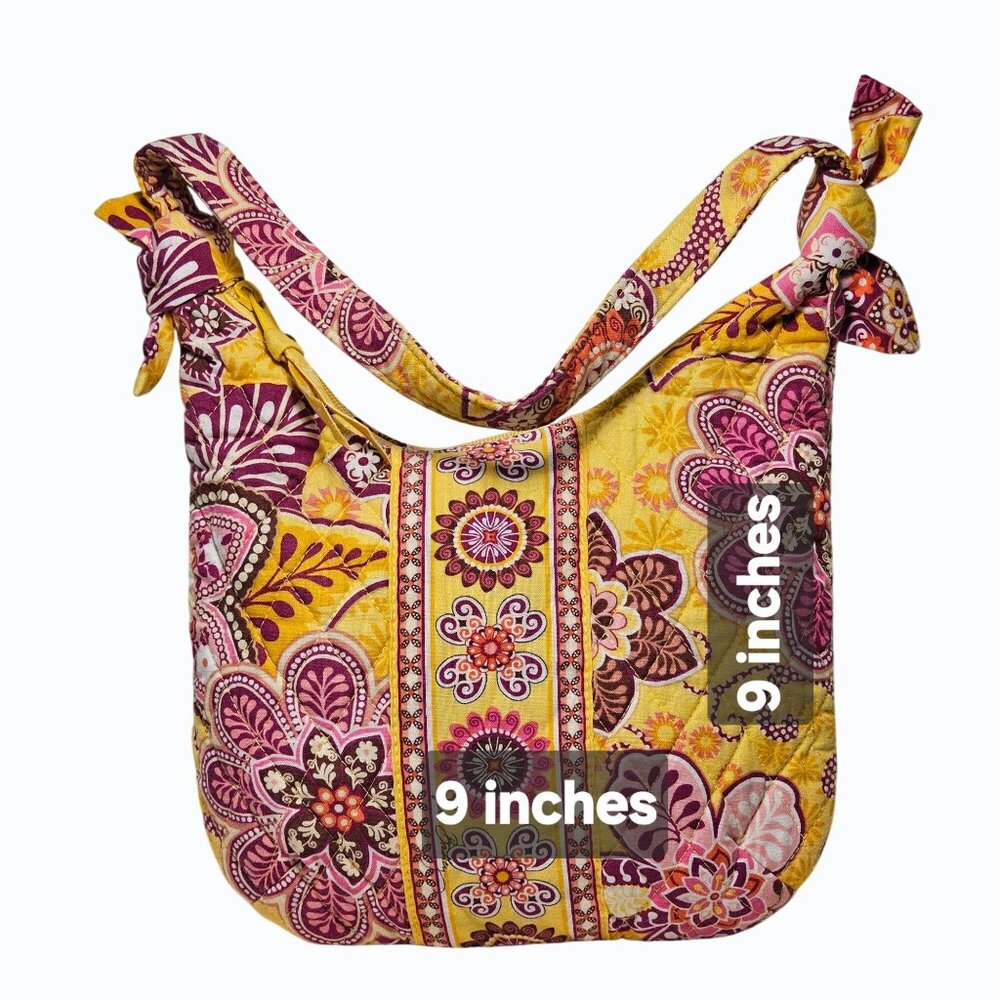 Vera Bradley Olivia Bali Gold 2009 Purse Floral Yellow Pink Retired - Picture 3 of 13